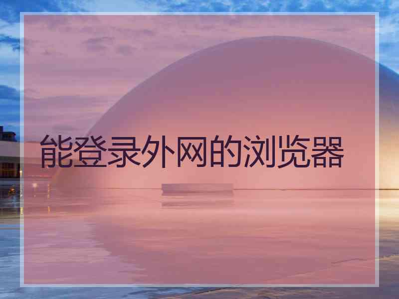 能登录外网的浏览器