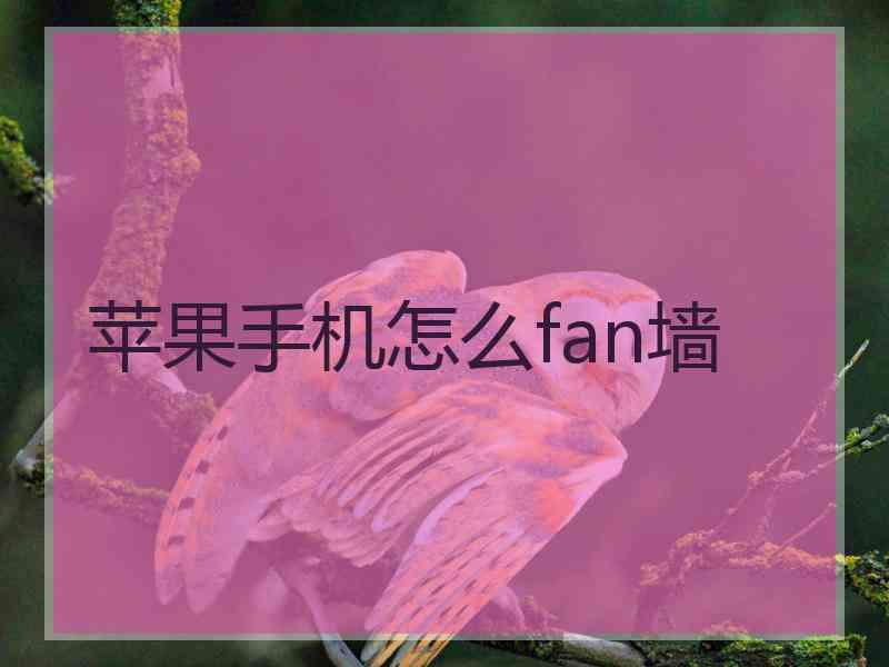 苹果手机怎么fan墙