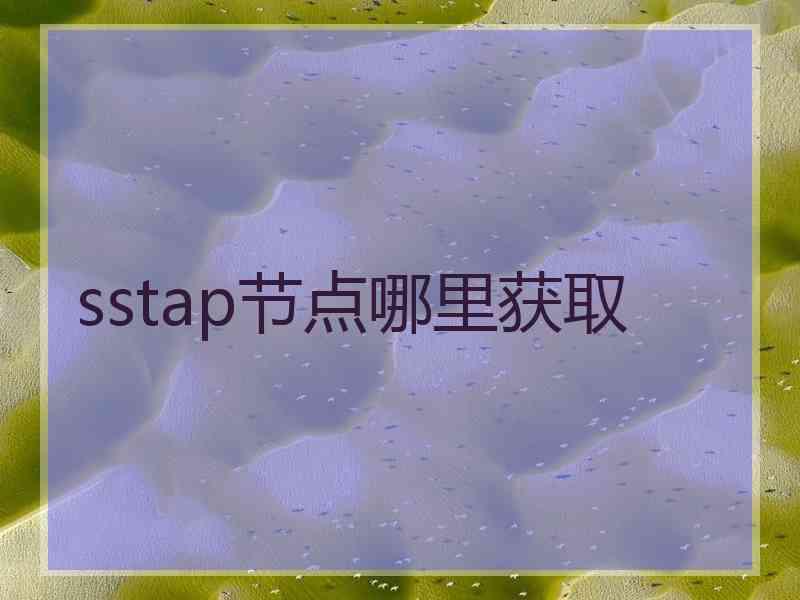 sstap节点哪里获取