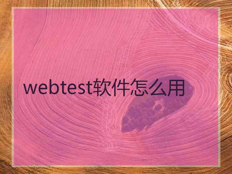 webtest软件怎么用