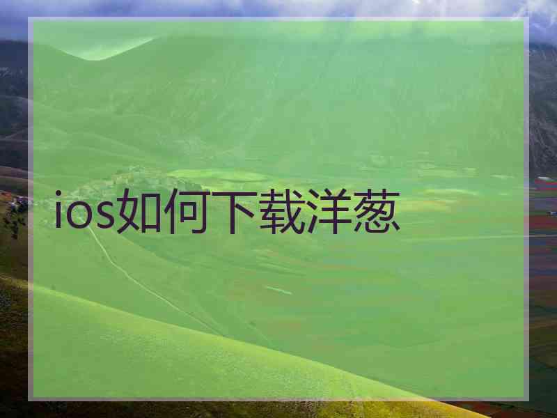 ios如何下载洋葱